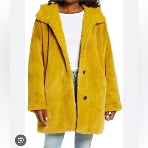 Ugg Nori Mustard Yellow Faux Fur Coat